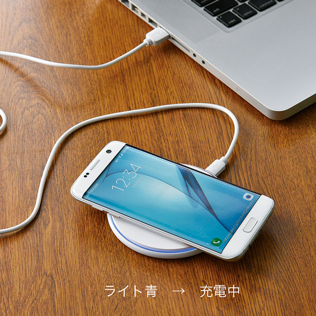 Ｎｅｗワイヤレス充電器(mcMA052)ライト青→充電中