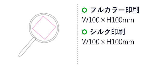 ファン付ボールペン（SNS-1200098）名入れ画像　フルカラー印刷：W100×H100ｍｍ　シルク印刷：W100×H100mm