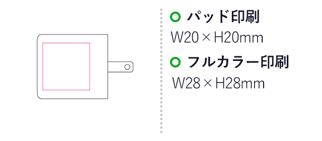 2ポートアダプター 20W　（SNS-1200181）名入れ画像　パッド印刷W20×H20mm　フルカラー印刷W28×H28mm