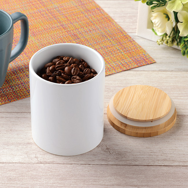 磁器製キャニスター（SNS-1200212）使用イメージ（コーヒー豆）