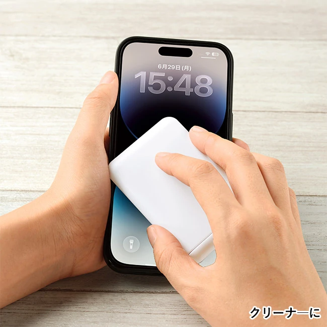 クリーナー付携帯スタンド(SNS-1200231)クリーナーに