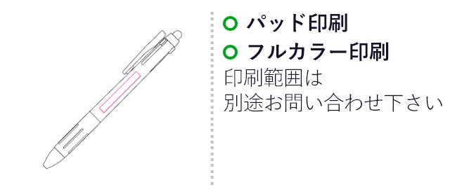 タッチペン付3色BP(SNS-1200238)名入れ画像 プリント範囲 パッド印刷,フルカラー印刷印刷範囲は別途お問い合わせ下さい