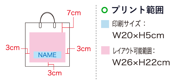 NEWアクティブバッグ ミニ（SNS-1100010）名入れ画像　印刷サイズ：W20×H5cm　レイアウト可能範囲：W26×H22cm