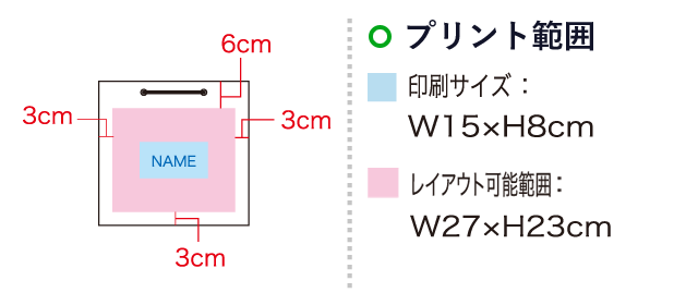 クラフトバッグ 小ミニ（SNS-1100015）名入れ画像　印刷サイズ：W15×H8cm　レイアウト可能範囲：W27×H23cm