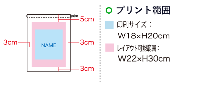 スタッフバッグM（コットン）（SNS-1100068）名入れ画像　印刷サイズ：W18×H20cm　レイアウト可能範囲：W22×H30cm