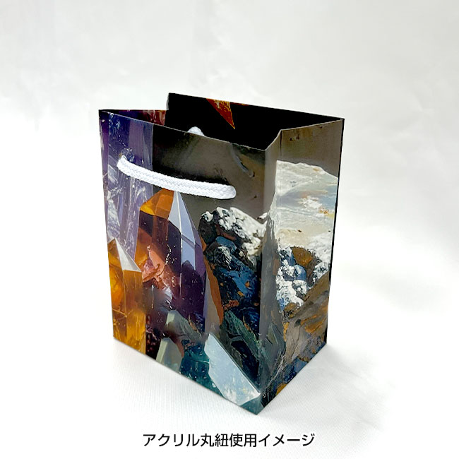 【1000枚まで受付】全面フルカラーオリジナル紙袋　W120×D80×H150mm（SNS-1100113）アクリル丸紐使用イメージ
