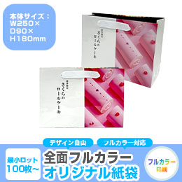 【1000枚まで受付】全面フルカラーオリジナル紙袋　W250×D90×H180mm