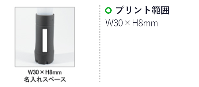 ＬＥＤズームランタンライト（１Ｗ）(SNS-0100023)名入れ画像　印刷範囲W30×H8mm