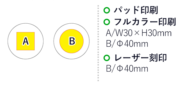 ウッド丸型マグネット(SNS-0100142)名入れ画像 パッド印刷、フルカラー印刷:A/W30×H30mm B/Φ40mm レーザー刻印:B/Φ40mm