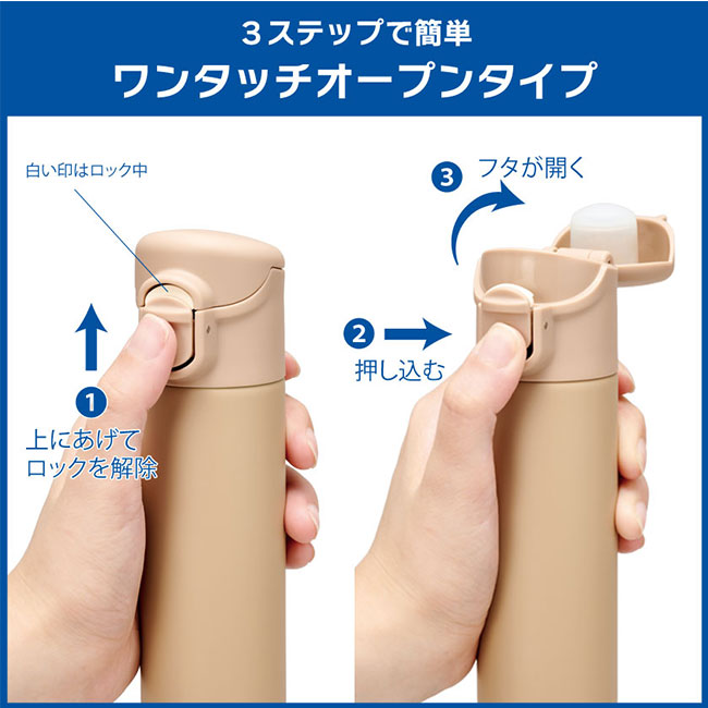 片手で飲めるワンタッチミニボトル140ml(SNS-0100151)ワンタッチオープンタイプ