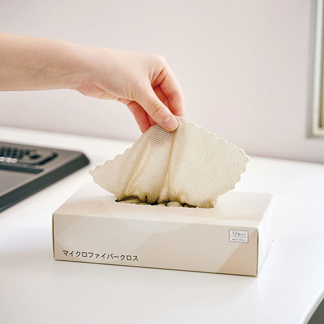マイクロファイバークロス12枚入り（SNS-0100154）ティッシュのように使える