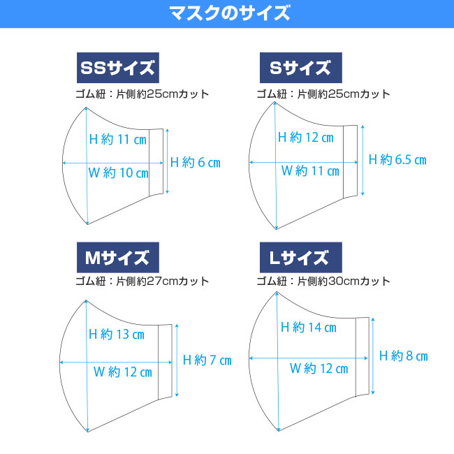 涼感・柿渋染め国産立体マスク【フルカラー対応】(SNS-NI-001)マスクのサイズについて