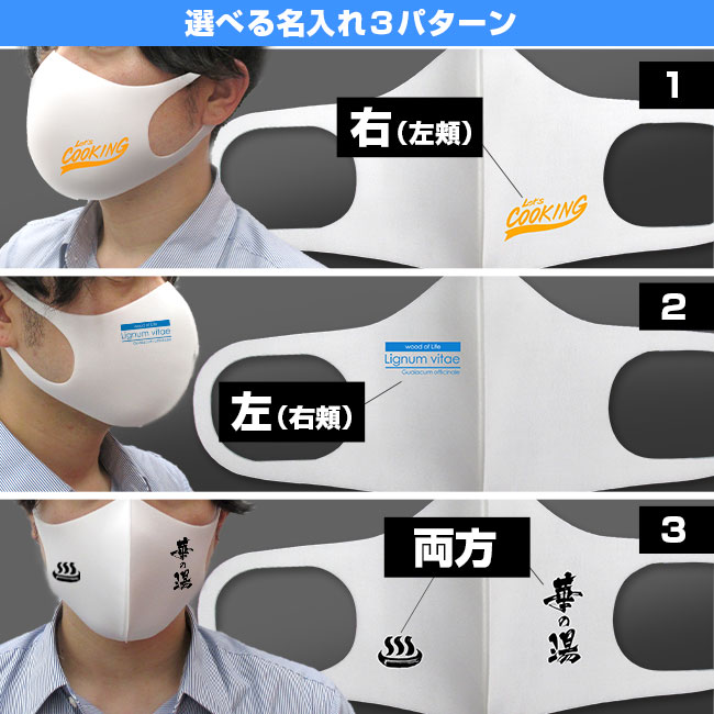 耳掛け一体型マスク（ワンポイント名入れ）(SNS-OR-003)選べる名入れ3パターン
