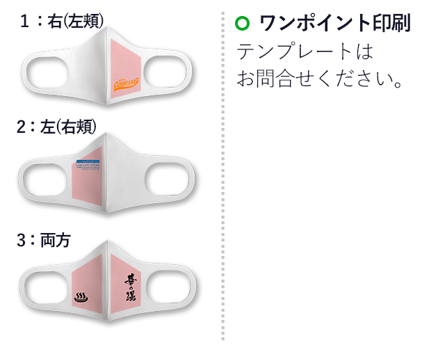 耳掛け一体型マスク（ワンポイント名入れ）(SNS-OR-003)名入れ画像 　ワンポイント印刷