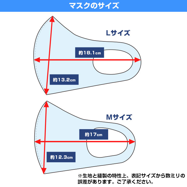 ノベルティ用プリントマスク【フルカラー対応】（SNS-OR-013）マスクのサイズ