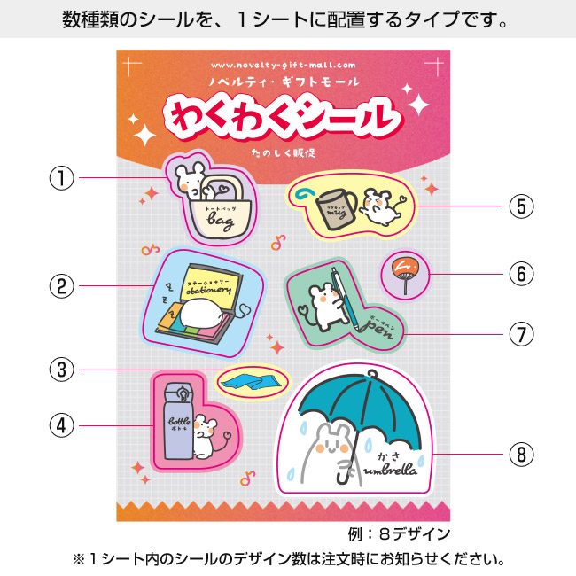 マルチシール印刷（seal-multi）１シートに配置するシール