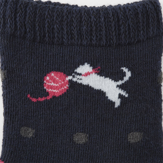 プノン／パイルソックス（SNS-2700509）猫の刺繍（毛糸）