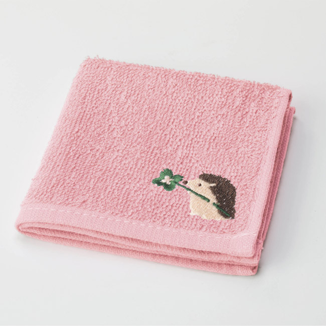 ステリオ／刺繍タオルハンカチ（SNS-2700539）ハリネズミ：刺繍部分UP