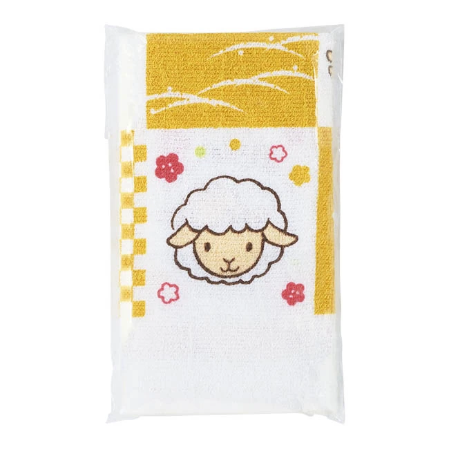 干支タオル／格子未（SNS-2700554）　本体　パッケージ入り