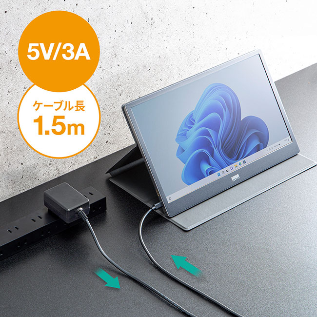 USB Type-Cケーブル一体型AC充電器（5V/3A）（ACA-IP103BK）5V/3A