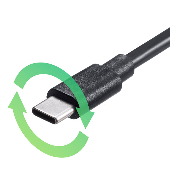 USB Type-Cケーブル一体型AC充電器（5V/3A）（ACA-IP103BK）Type-Cコネクタ