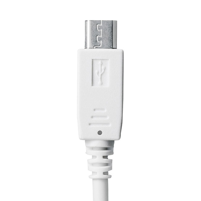 microUSBケーブル一体型AC充電器（2.1A・ホワイト）（ACA-IP45W）micro USBケーブル