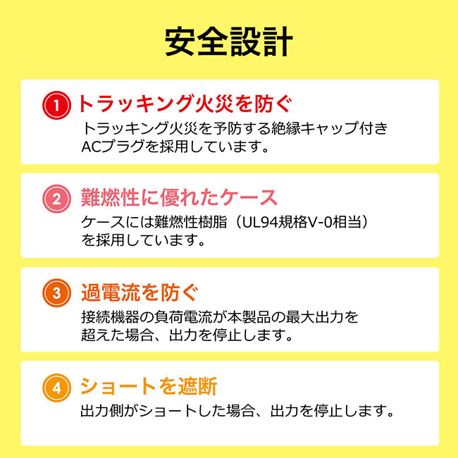 USB充電器（6ポート・合計12A）（ACA-IP67）安全設計