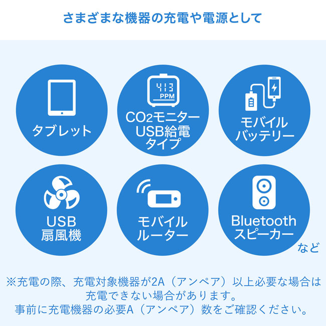 USB充電器（2A）（ACA-IP87）さまざまな機器の充電や電源として