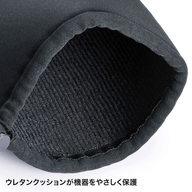 マルチクッションケース（巾着タイプ・ブラック）（小）（IN-C1K）ウレタンクッションが機器をやさしく保護