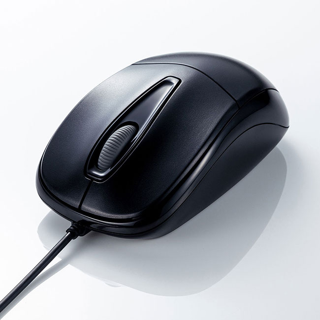 静音有線光学式マウス（MA-122HBK）商品イメージ（前）