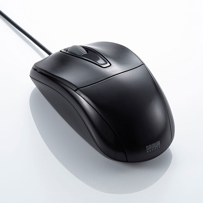 静音有線光学式マウス（MA-122HBK）商品イメージ（後ろ）