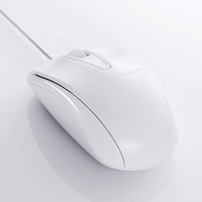 静音有線光学式マウス（ホワイト）（MA-122HW）商品イメージ（後ろ）