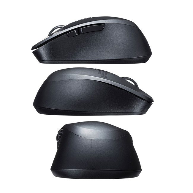 静音Bluetooth 5.0 ブルーLEDマウス（5ボタン・ブラック）（MA-BTBL155BK）側面