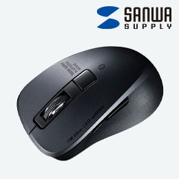 静音Bluetooth 5.0 ブルーLEDマウス（5ボタン・ブラック）