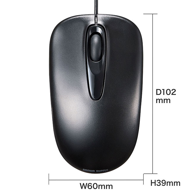 有線光学式マウス（MA-R）（MA-R115）サイズ