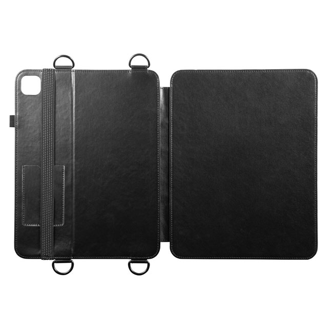 iPad Air 13インチ（M3/2025、M2/2024）用スタンド・ベルト付きケース（PDA-IPAD2112BK）開いた状態（内側）