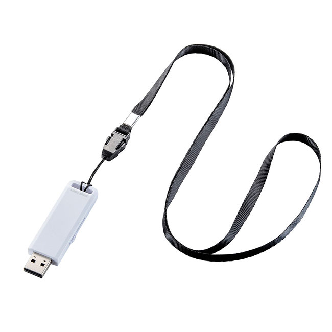 USB3.2 Gen1 メモリ 8GB（UFD-3SL8G）ストラップ装着イメージ（ホワイト）
