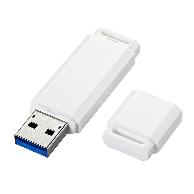 USBメモリ（16GB）USB3.0 シンプルデザイン（UFD-3U16GWN）本体、キャップ