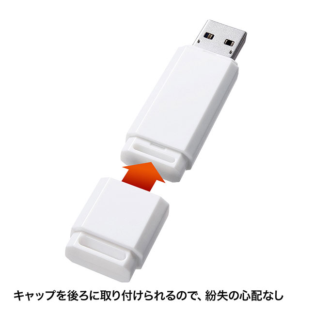 USBメモリ（32GB）USB3.0 シンプルデザイン（UFD-3U32GWN）キャップを取り付けられるので紛失の心配なし