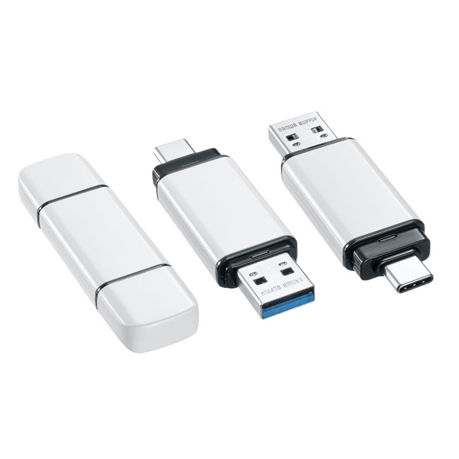 USB Type-C・A両対応メモリ（64GB）（UFD-5TC64GW）キャップ付き、USBA、Type-C