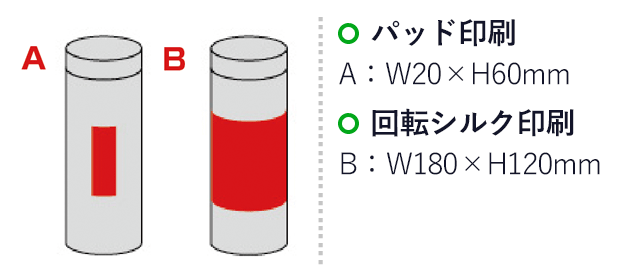 マイクリアボトル500ml(sd185079) 名入れ画像　パッド印刷A：W30×H50mm　回転シルク印刷B：W180×H110mm