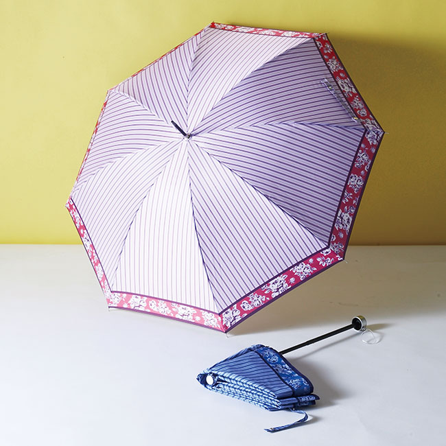 ストライプフラワー・晴雨兼用折りたたみ傘(sd191035)長傘と折りたたみ