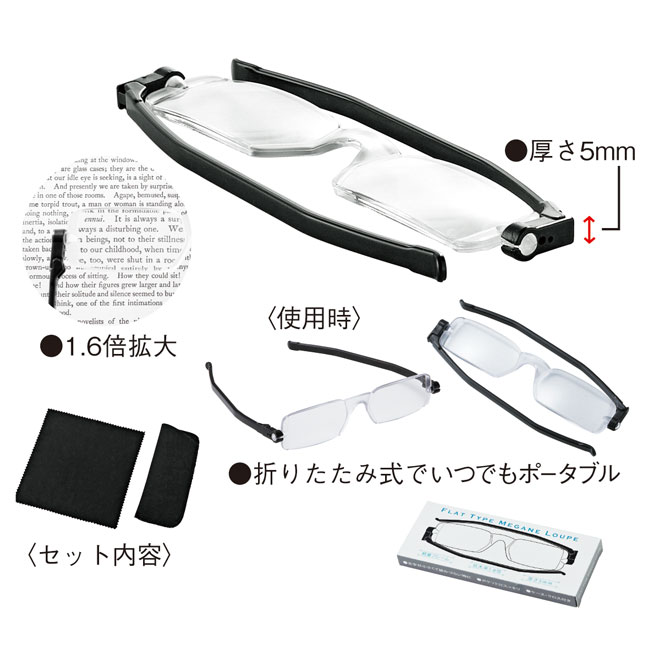 フラットタイプ眼鏡型ルーペ(ケース・クロス付き）(sd193060)