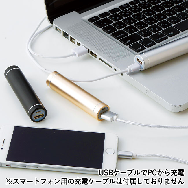 メタリック・モバイルバッテリー(sd193321-3)USBケーブルでPCから充電 ※スマートフォン用の充電ケーブルは付属しておりません