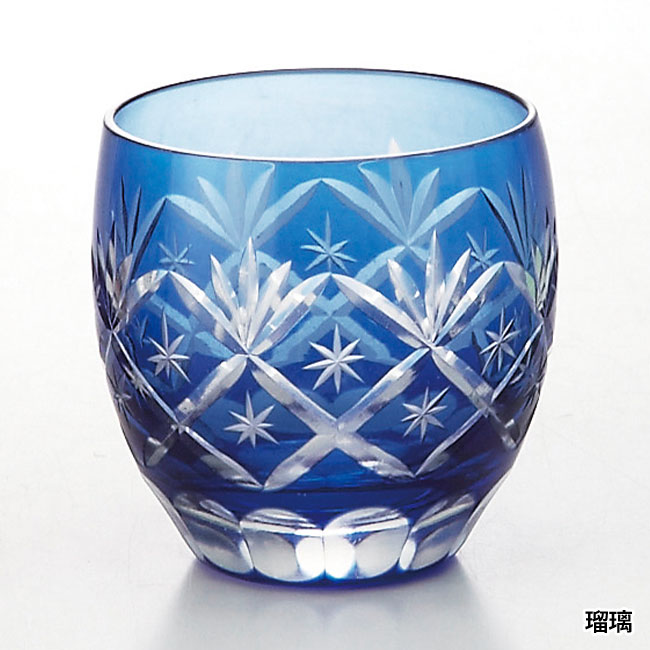 涼香・切子ぐい呑みグラス(sd193411-3)瑠璃