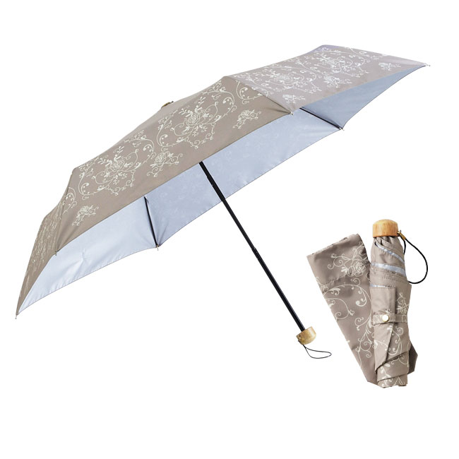 フローラルレース・晴雨兼用折りたたみ傘(sd201035)グレー
