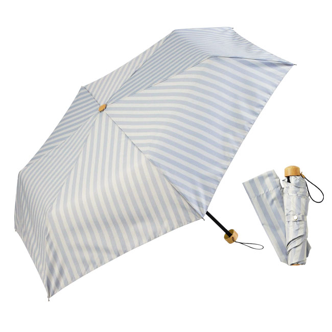 ナチュラルストライプ・晴雨兼用折りたたみ傘(sd201037)グレー