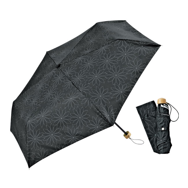 フラワーライン・晴雨兼用折りたたみ傘(sd201038)ブラック