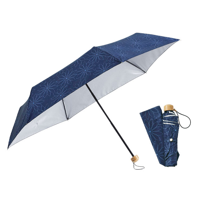 フラワーライン・晴雨兼用折りたたみ傘(sd201038)ネイビー