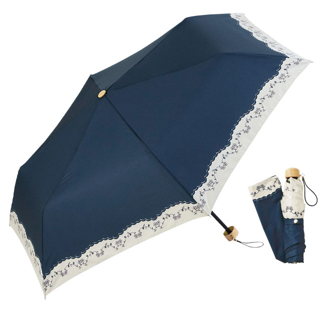 アイビーフラワー・晴雨兼用折りたたみ傘(sd201040)ネイビー